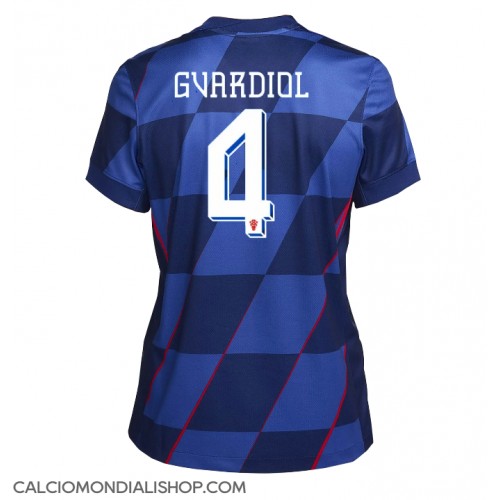 Maglie da calcio Croazia Josko Gvardiol #4 Seconda Maglia Femminile Europei 2024 Manica Corta